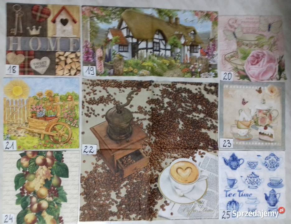 Serwetki decoupage lawenda zioła owoce warzywa Laskowiec