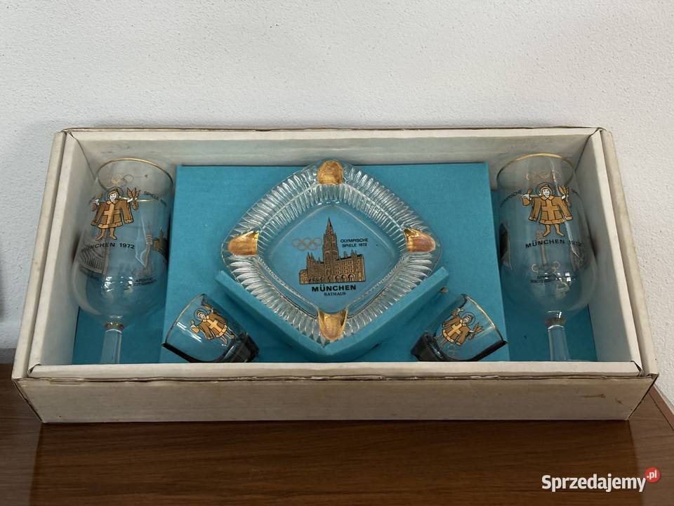 Pamiątka z olimpiady w Monachium 1972 zestaw Porcelana i szkło sprzedam