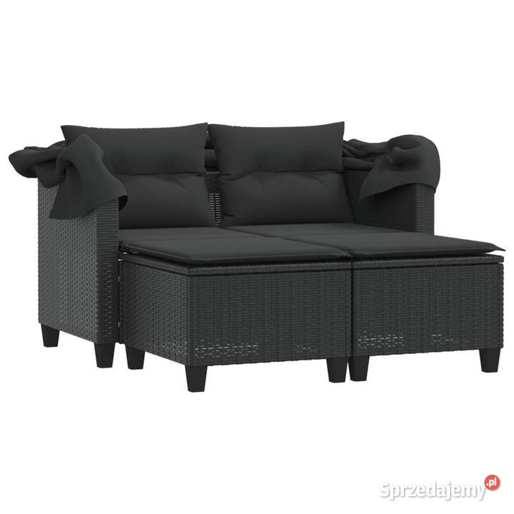 2os sofa ogrodowa z daszkiem i podnóżkami czarna Warszawa