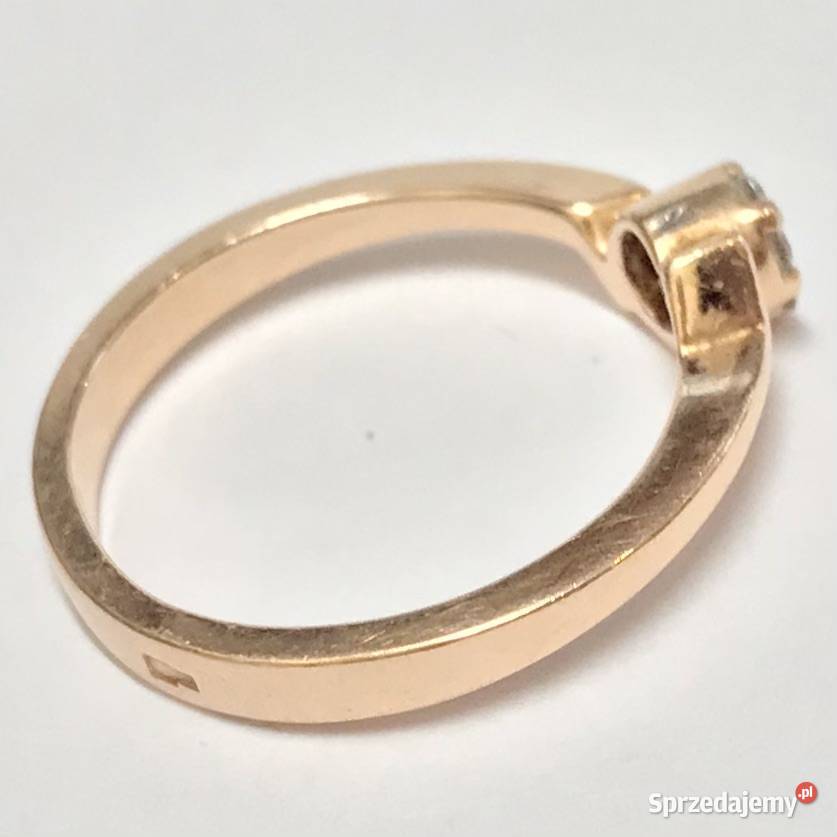 Złoty pierścionek 14K różowe złoto 585 diamenty mazowieckie Warszawa