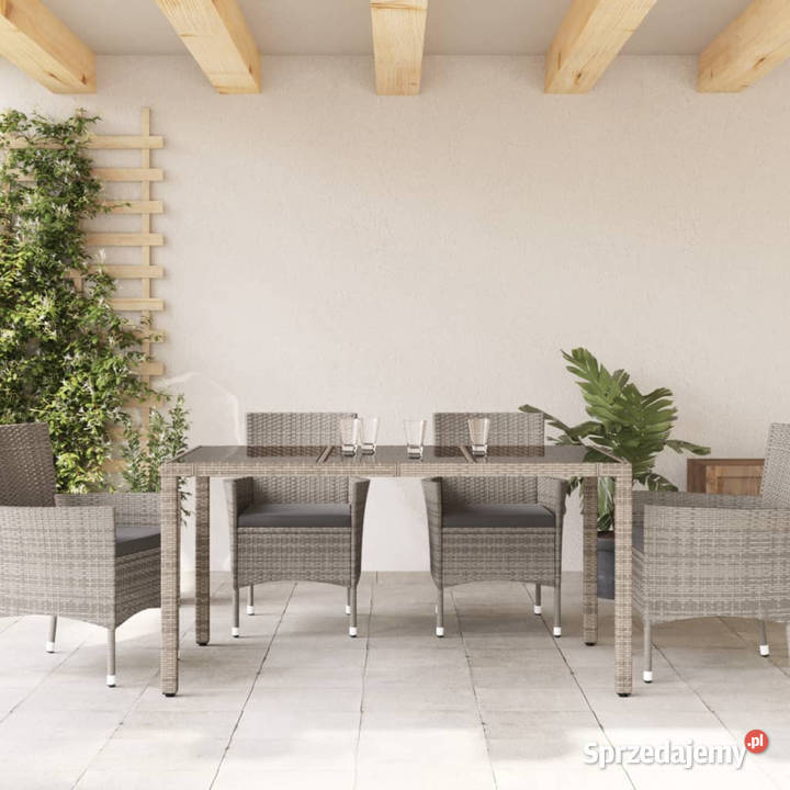 Stół ogrodowy ze szklanym blatem szary 150x90x75 Warszawa