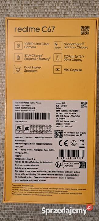 Nowy Smartfon realme c67 5g 8G256G