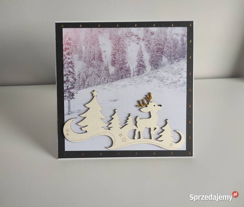 Kartka ręcznie robiona Boże Narodzenie renifer łódzkie Łódź sprzedam