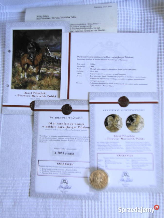 Medal kolekcjonerski pokryty 24 karat złotem Warszawa