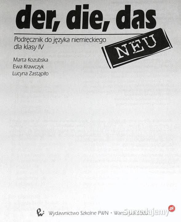 Der die das NEU Podręcznik do jęz niemieckiego Rok wydania 200 Chełm sprzedam