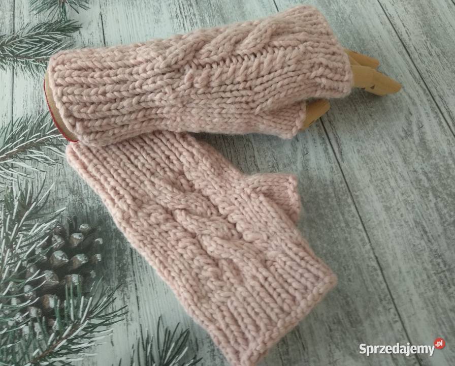 Rękawiczki mitenki pudrowy róż Dodatki Warszawa sprzedam