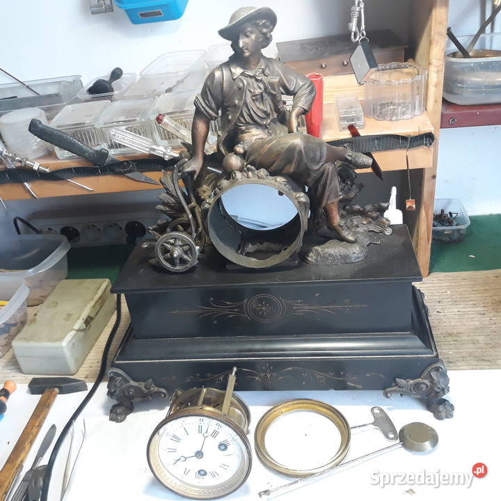 Sprawny kamiennyfiguralny zegar z Francji te Wrocław