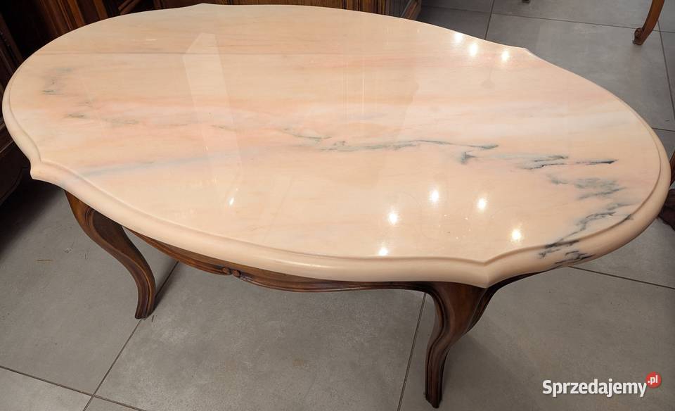 Piękny orzechowy stolik ludwikowski z marmurem Dąbrowa Górnicza sprzedam