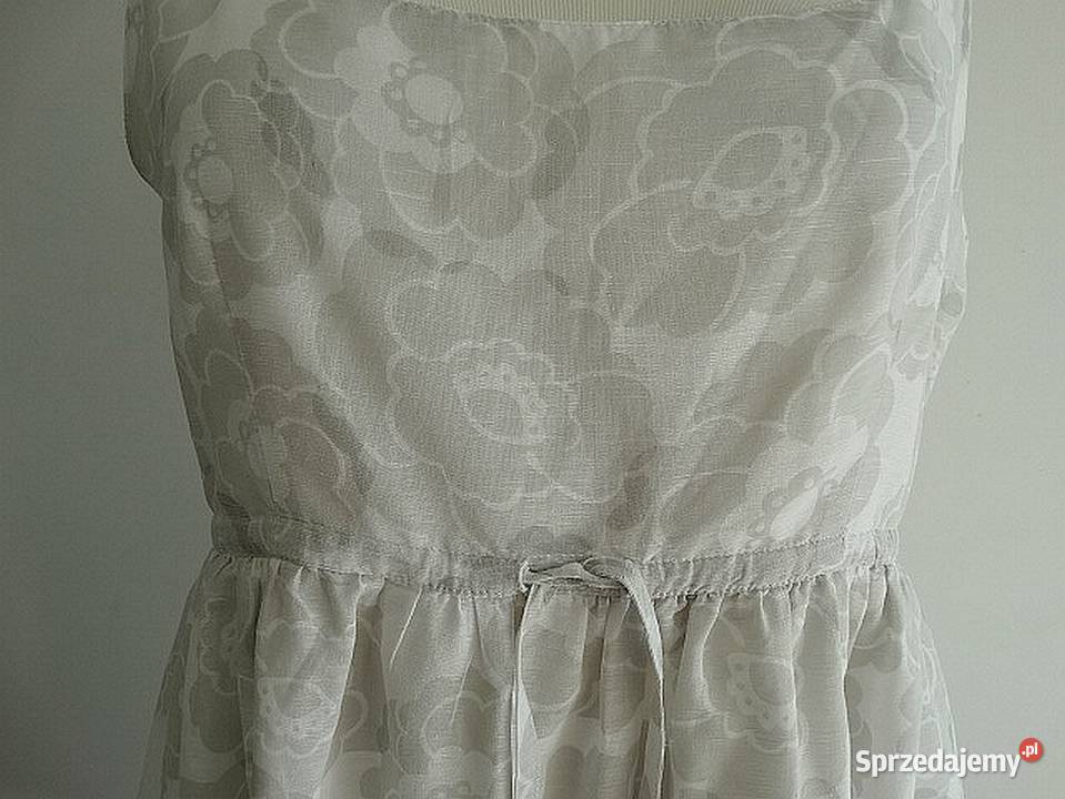 Sukienka GAP Lniana Len Bawełna Kremowa Modny Odzież damska Łomża