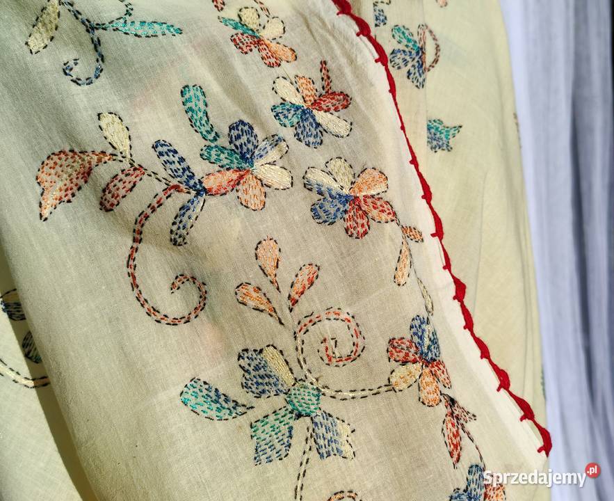 Duża chusta szal dupatta haftowana żółta bawełna Szczecin