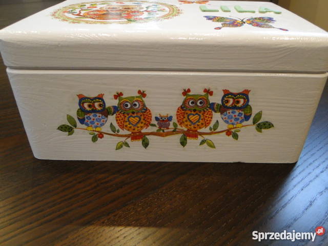 Sowa Mądra Głowa sówki duży kuferek decoupage Bochnia