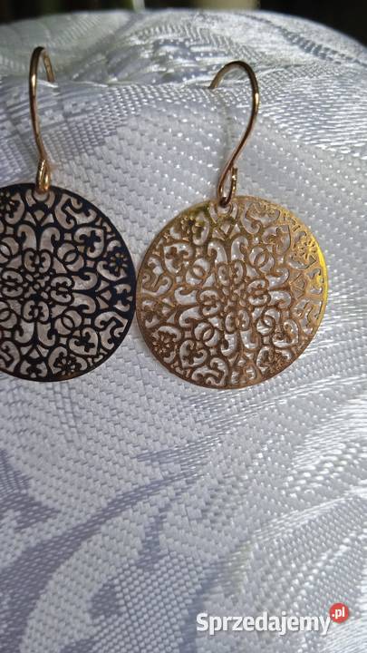 AŻUROWE ZŁOCONE KOLCZYKI Piła