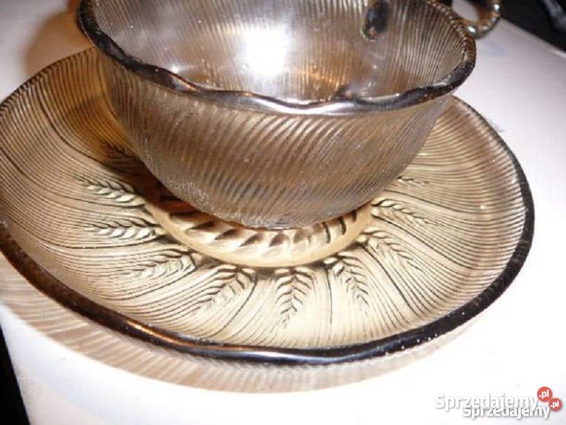 filiżanki serwis 6 podstawki 6 kłosy PRL Ceramika i szkło