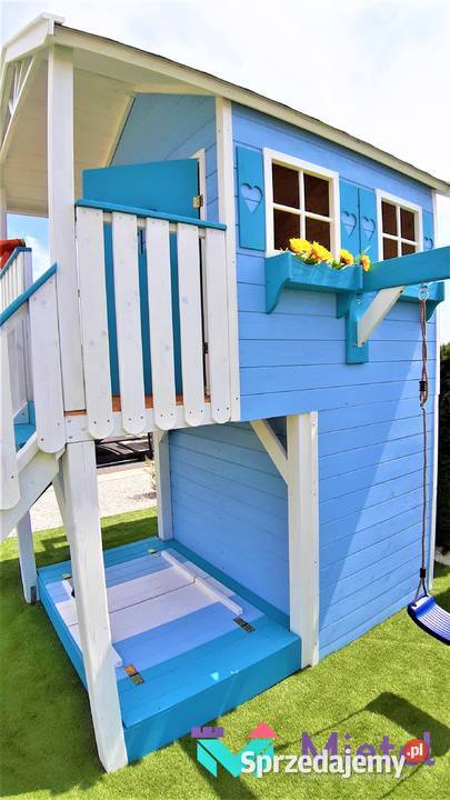 Plac zabaw z garażem i piaskownicą domek pełny Stopnica