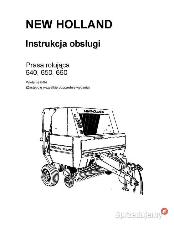 Instrukcja Obsługi NH Holland 640 650 660 prasa Szamotuły sprzedam