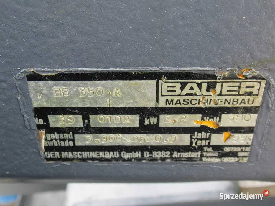 Piła Taśmowa BAUER HS 350A Przecinarka Taśmówka Kraków sprzedam