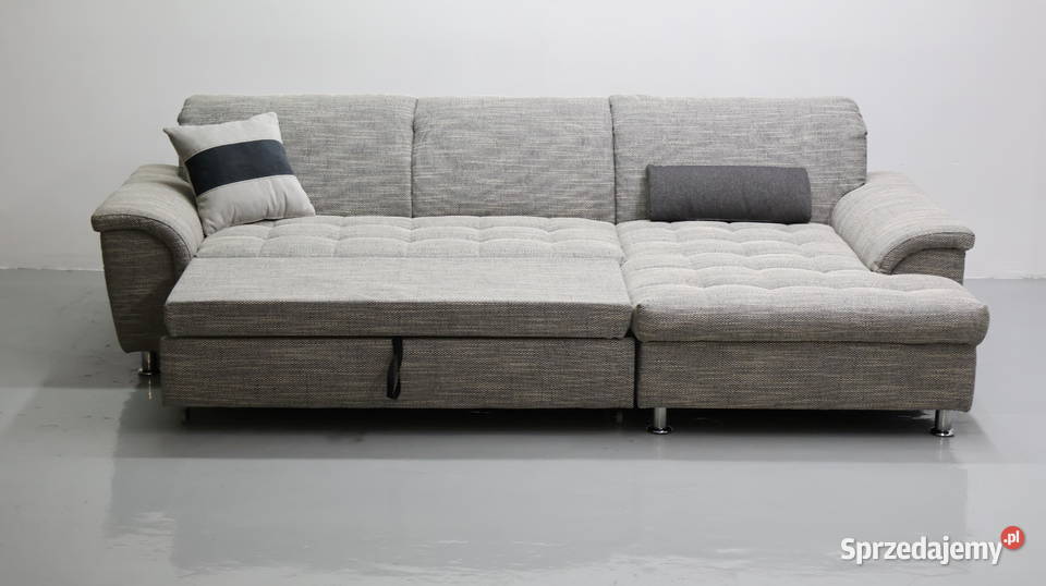 TPT Narożnik funkcja spania Szara tkanina kanapa Poznań