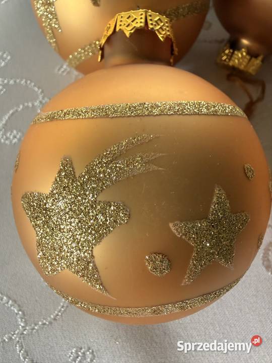 Bombki Szklane Choinkowe Złote z Gwiazdkami 80mm Czerwionka-Leszczyny