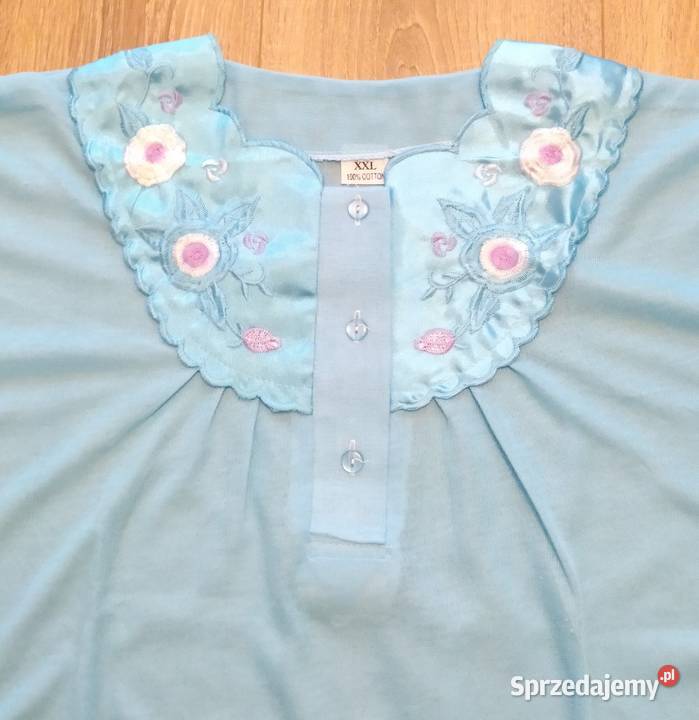 Koszula nocna damska HAFT niebieska Piżamy i szlafroki podlaskie Hajnówka