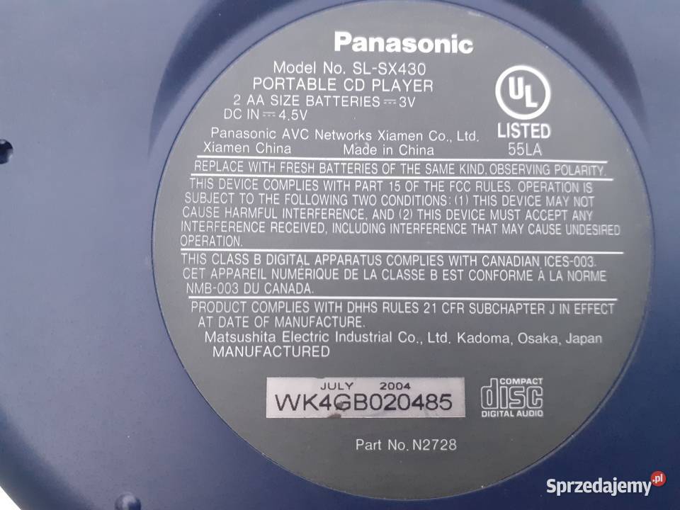 Panasonic SLSX 430Discmendiskmen CD playersuper Tuszkowo
