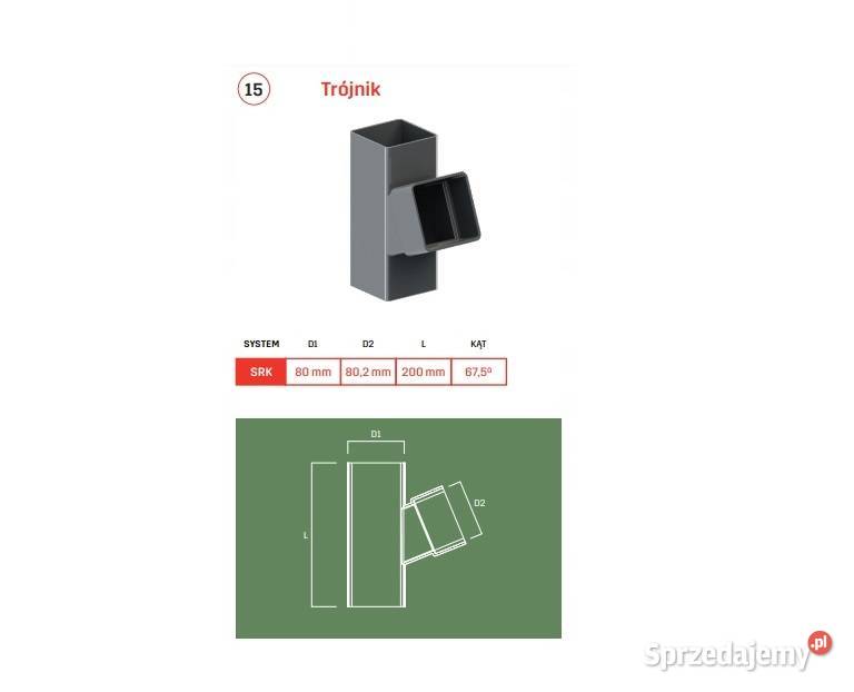 Krop trójnik rury spustowej kwadratowej 80 PVC Hajnówka