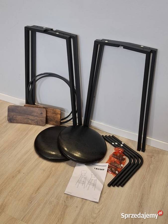 Hokery zestaw 2 rustykalny brąz z czarnym 39cm Ruda Śląska