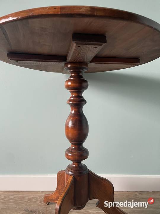 Stolik okrągły kawowy stół drewniany solidny Brodnica sprzedam