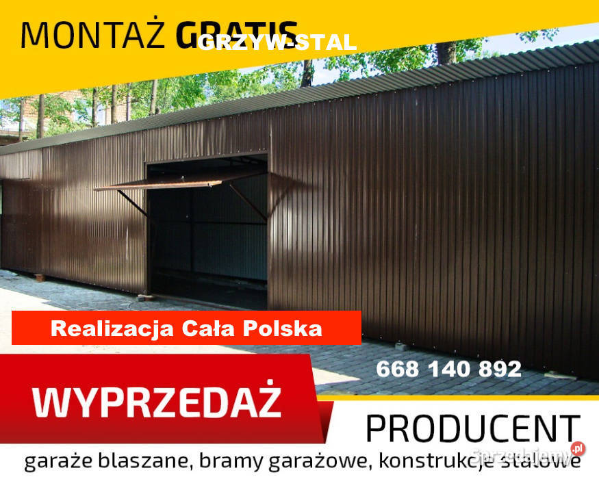 Duży Garaż Blaszany Grafit Wiata Hala Magazyn blacha Tarnobrzeg