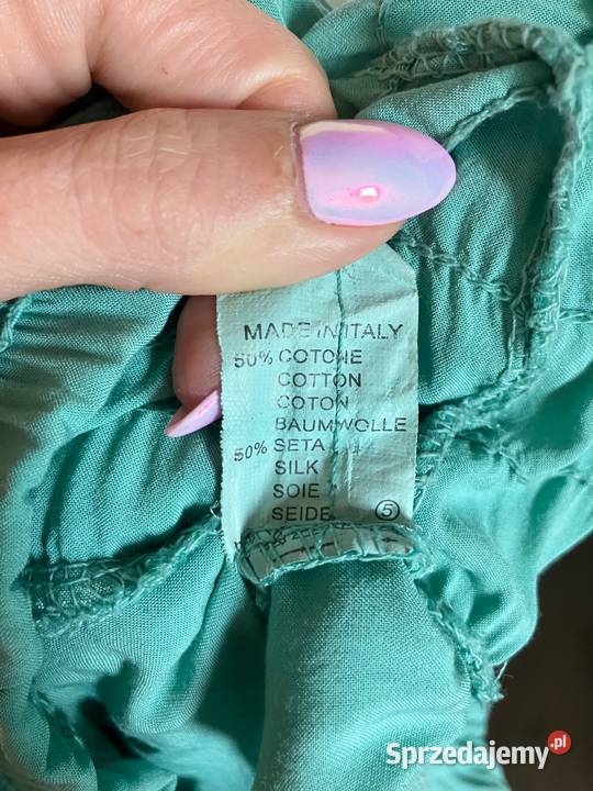 Piękna miętowa długa sukienka Italy wiskoza Nisko