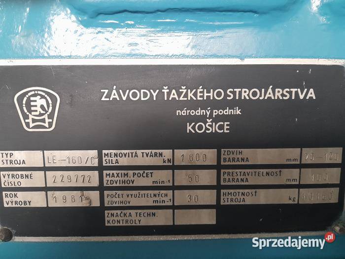 Prasa mimośrodowa ZTS LE 160C 6900000 Netto Krobia sprzedam