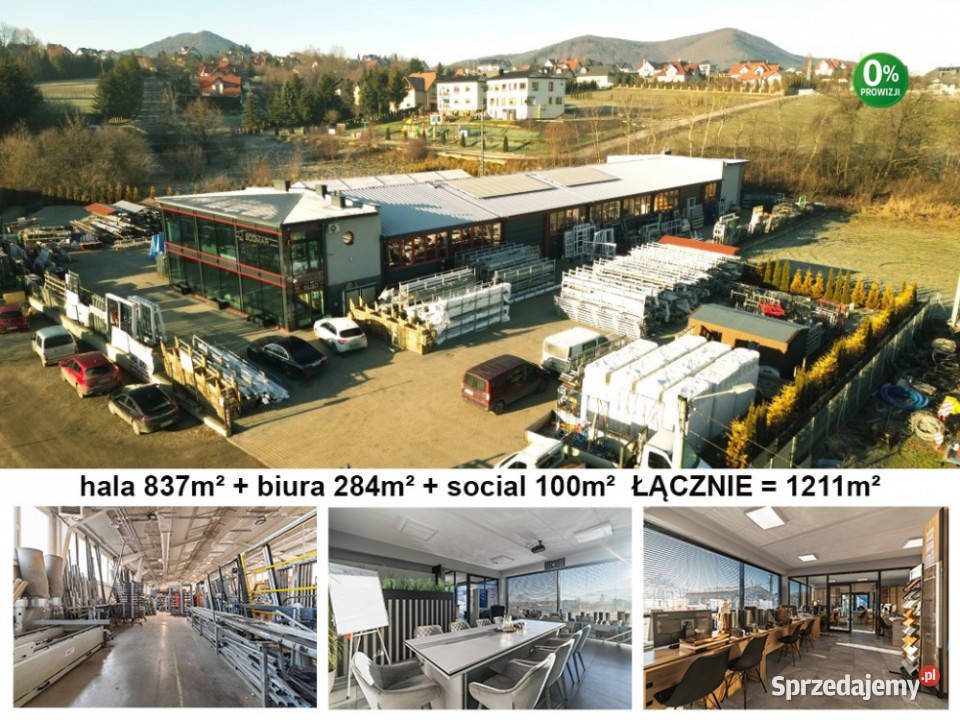 Nowoczesna hala produkcyjnomag z biurami 4 bramy małopolskie Mszana Dolna