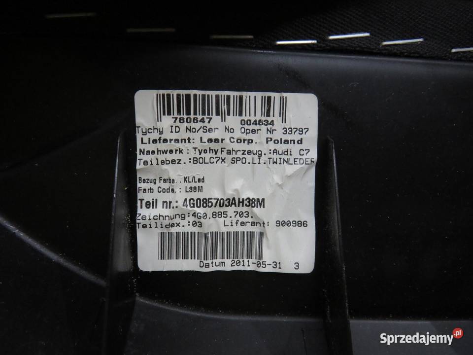 BOCZEK KANAPY LEWY TYŁ AUDI A6 A7 4G 4G0885703