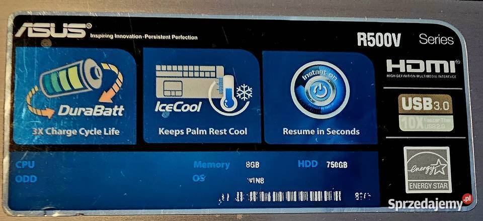Sprzedam mocny Asus R500V i73610QM jedynie Dodatkowe wyjście VGA Warszawa sprzedam