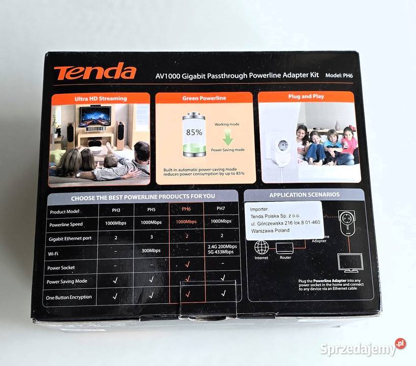 Zestaw PowerLine TENDA PH6 KIT gniazdko 1000Mbs Warszawa