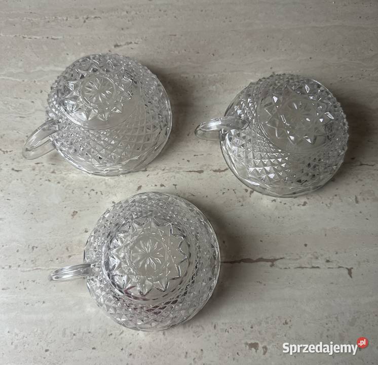 Filiżanki kryształowe z lat PRLu Łódź
