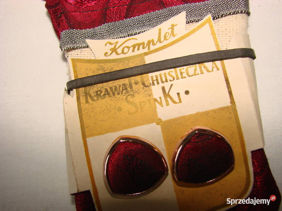 Krawat chusteczka spinki zestaw PRL Moda i Styl Pruszcz Gdański