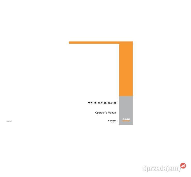 CASE WX145 WX165 WX185 instrukcja obsługi Pozostałe Kielce sprzedam