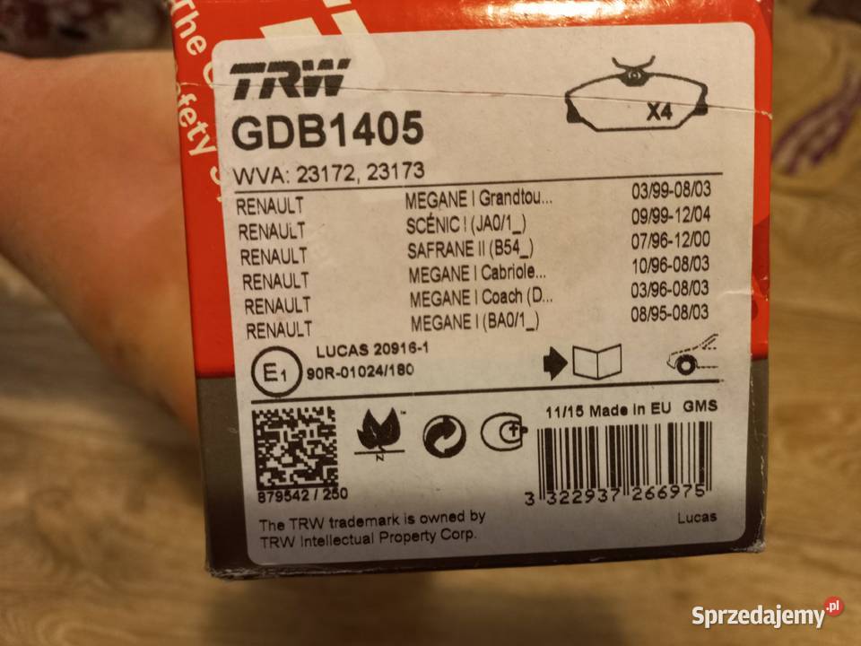 Klocki hamulcowe firmy TRW do Renault NOWE 4 Motoryzacja Puławy sprzedam