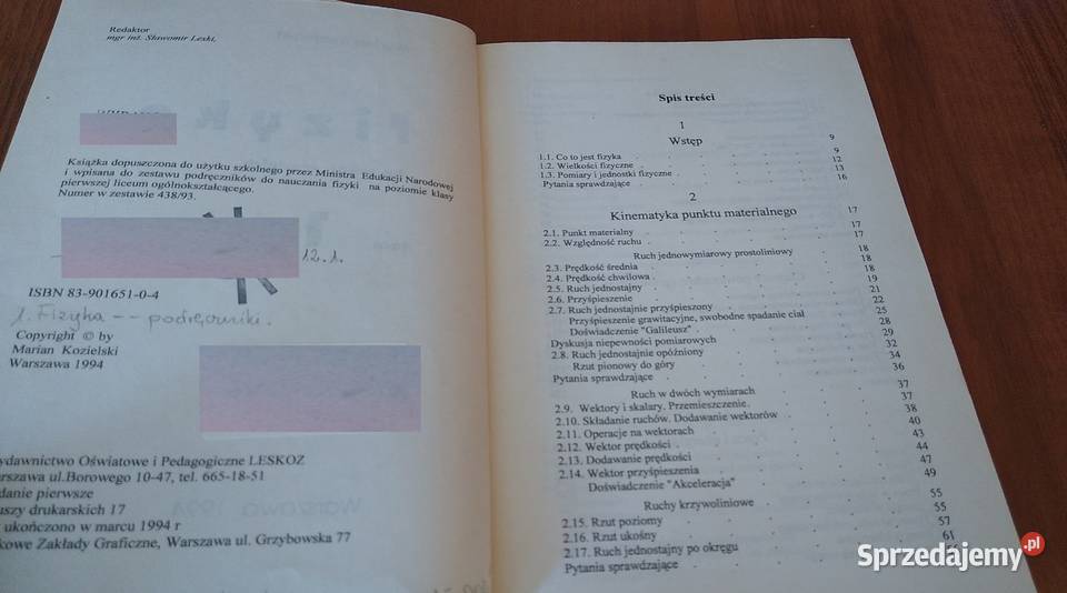 Fizyka szkół średnich Tom 1 Marian Kozielski Książki i Podręczniki Gdańsk