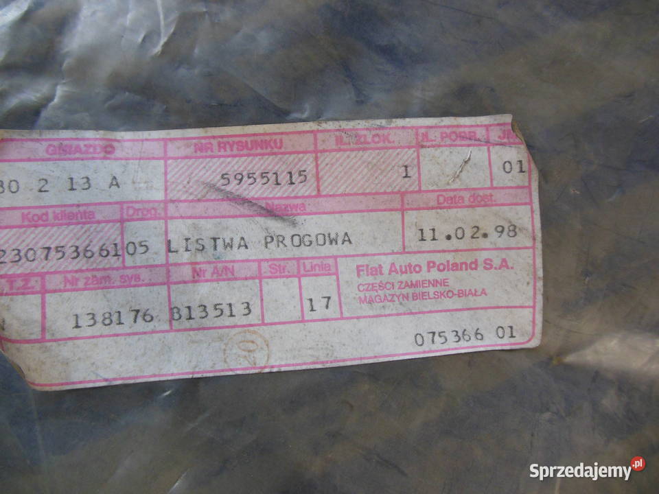 5948701 NAKŁADKA PROGU FIAT UNO osobowe