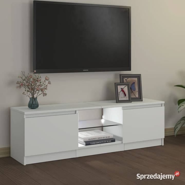 Szafka pod TV z oświetleniem LED biała RTV mazowieckie Warszawa