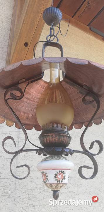 Lampa sufitowa wisząca żyrandol naftowa stylowa