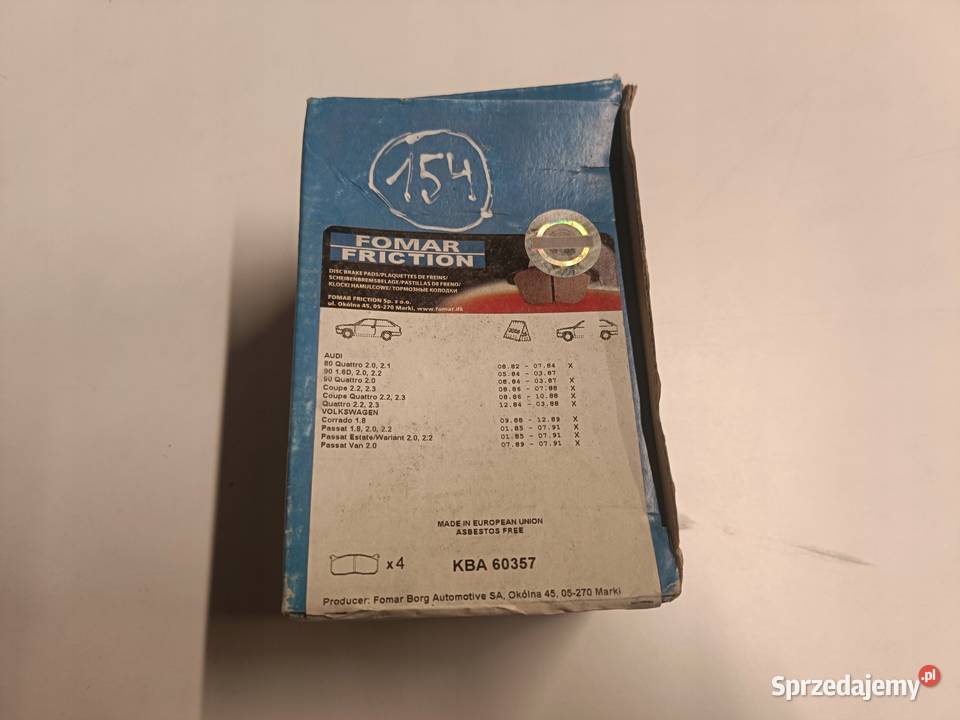 KLOCKI HAMULCOWE Audi 80 B2 VW Golf I Passat B2 Klocki hamulcowe Chełm