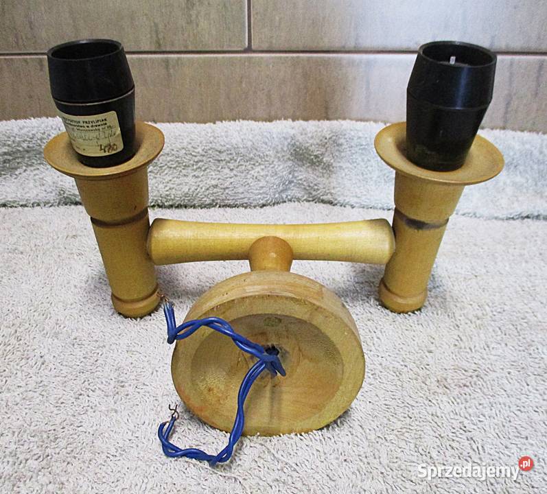 Kinkiet Drewniany Podwójny PRL Nieporęt