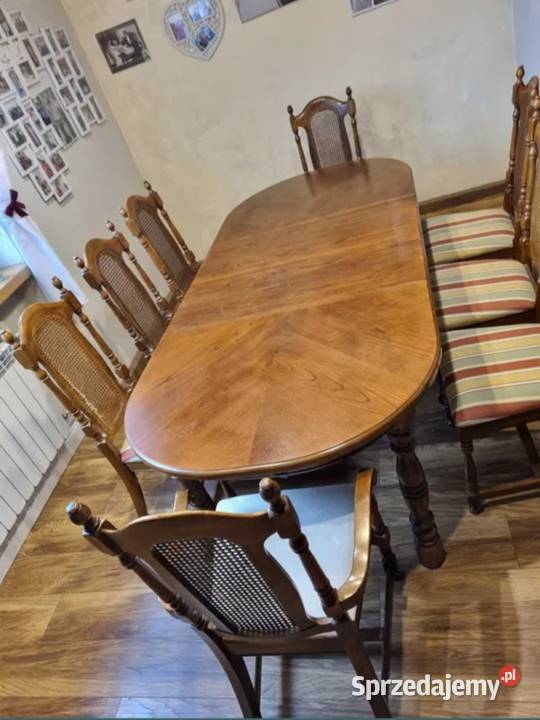 Stół Dębowy rozkładany Krzesła Bytom Odrzański