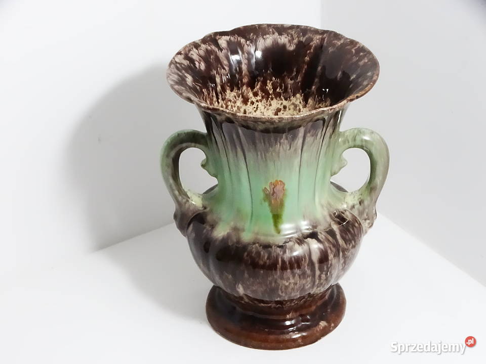 Wazon ceramiczny dekoracyjny ręcznie szkliwiony Biłgoraj