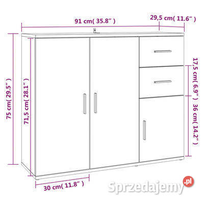 vidaXL Szafka biała 91x295x75 materiał