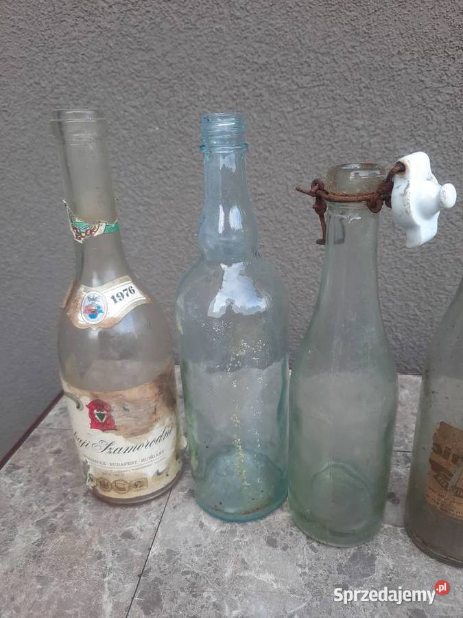 Stare szkło butelki 10 wódka spirytus olej PRL Tczew