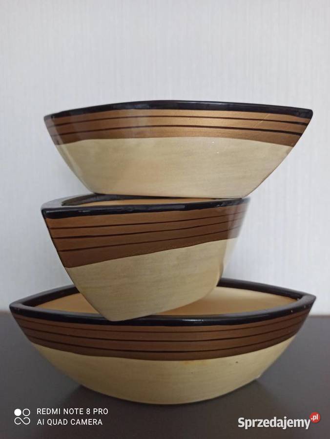 Doniczki osłonki ceramiczne PRL Warpechy Stare