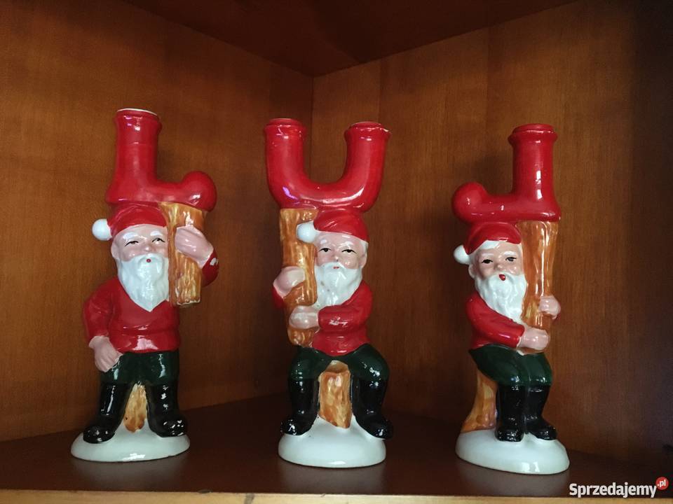 Świeczniki krasnoludki szklane Komplet 3 Katowice sprzedam